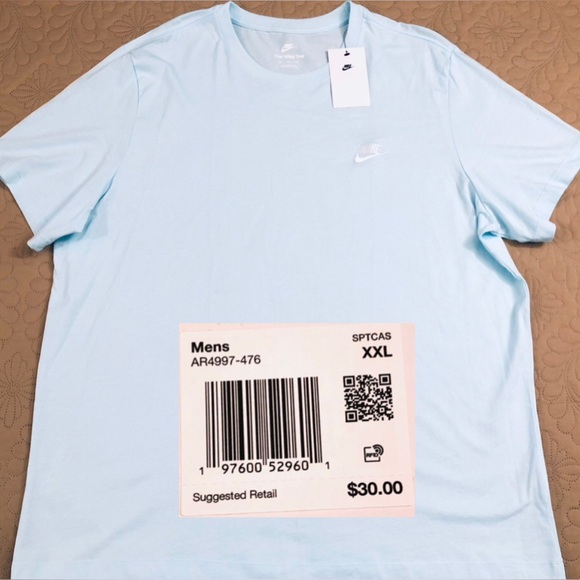 NEW..MEN XXL NIKE NSW CLUB TEE (GLACIER BLUE) - Picture 1 of 8